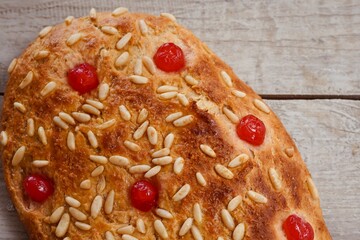 Freshly baked St John's Day cake top view.