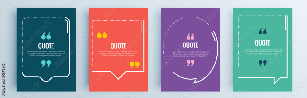 Poster quote frames blank templates set. text in brackets, citation empty speech bubbles, quote bubbles. te