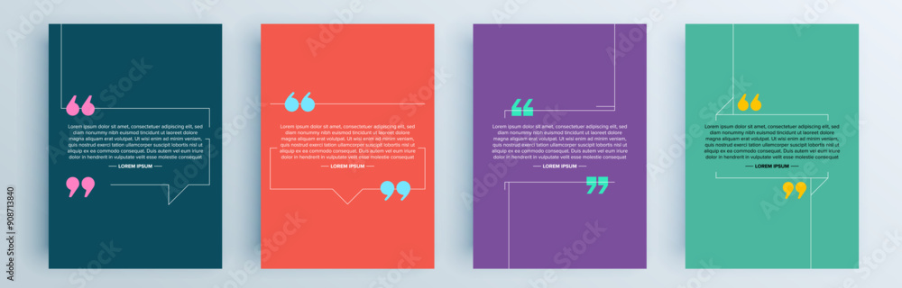Poster quote frames blank templates set. text in brackets, citation empty speech bubbles, quote bubbles. te