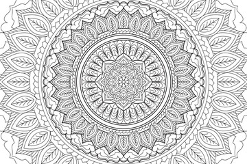 Mandala Coloring page for kids and adults Page for relaxation and meditation. Circular pattern. Decorative ornament ethnic oriental style. line art drawing coloring page. 