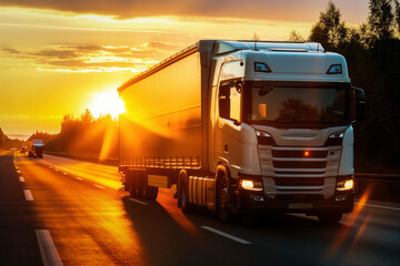 Truck road sunset