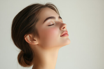Fototapeta premium A close up of a girl's face with her eyes closed