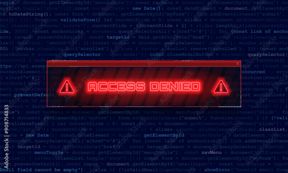 Aufkleber access denied. hacked system or cyber attack. warning on the screen. vector illustration.