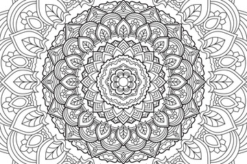 Mandala Coloring page for kids and adults Page for relaxation and meditation. Circular pattern. Decorative ornament ethnic oriental style. line art drawing coloring page. Vector illustration