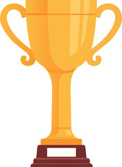 Trophy award. Champion winner cup, 3d gold soccer victory prize, tournament win. Victory goblet. Championship success symbol. Isolated element. Vector illustration in flat style