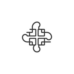 Fototapeta premium Abstract design with interconnected squares and curves