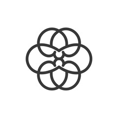 Abstract Flower Symbol with Intertwined Circles