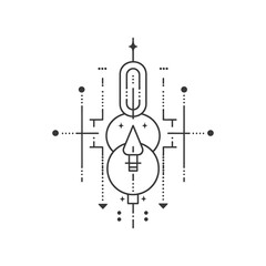 Abstract Geometric Design with a Central Arrow and Circles