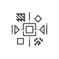 Abstract Geometric Design with Central Square and Surrounding Shapes