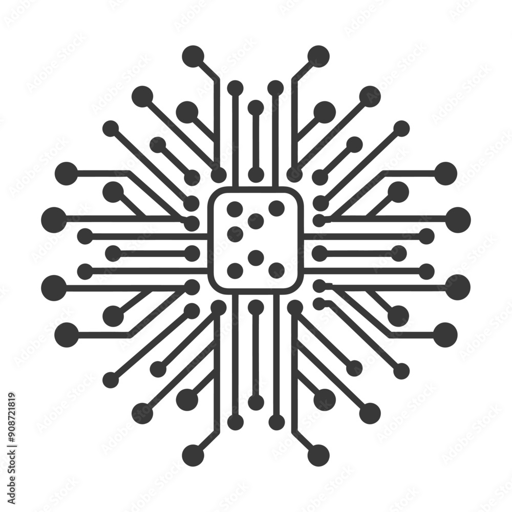 Poster abstract circuit board with central processing unit