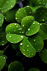 Symbol of Good Luck: Fresh Dew-kissed Four-Leaf Clover