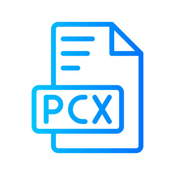 Pcx Document file picture gradient icon. format file type icons symbol, Extension, type data, vector illustration.