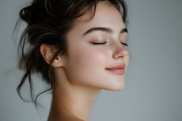 Fototapeta premium A close up of a girl's face with her eyes closed