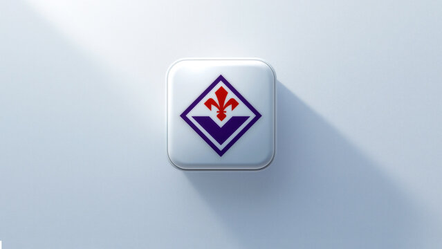 ACF Fiorentina badge 3d icon casting a shadow on a white background