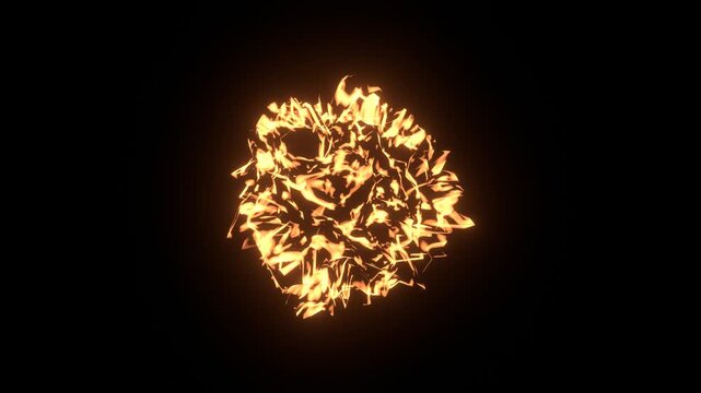 Fireball burning on black background. Illustration of sun blaze