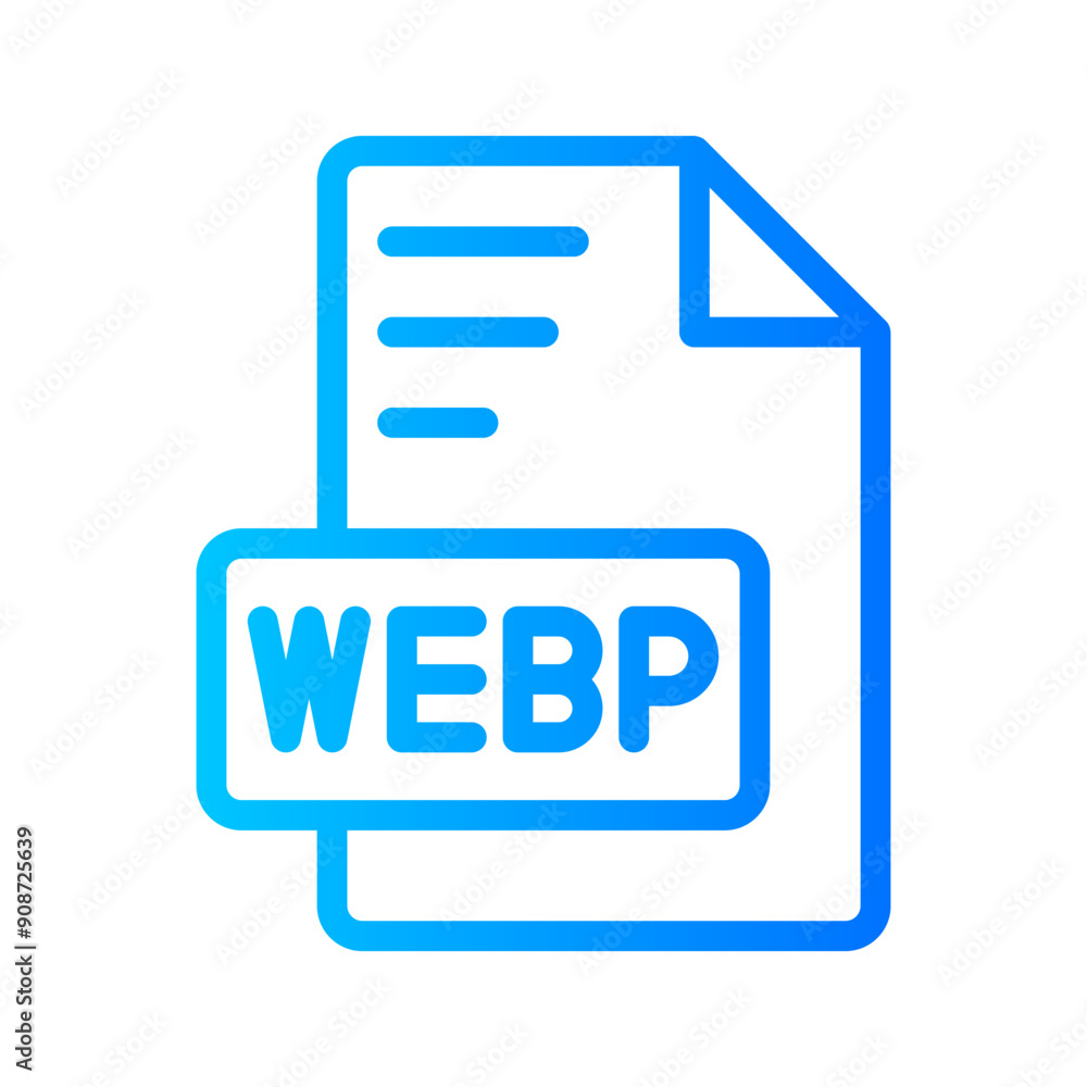 Poster webp document file picture gradient icon. format file type icons symbol, extension, type data, vecto