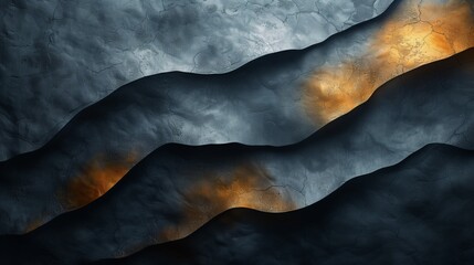 Abstract Textured Waves with Golden Highlights