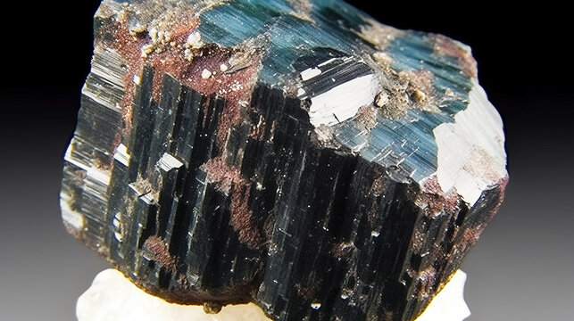 Edenite is rare precious natural geological stone on gradient background in low key, isolate. AI generated.