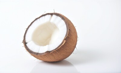 Coconut on the white flat background