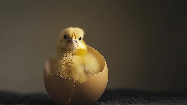 newly born chicken form an egg close up 