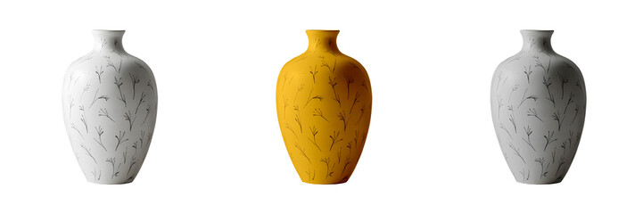 Set of flower vase transparent background