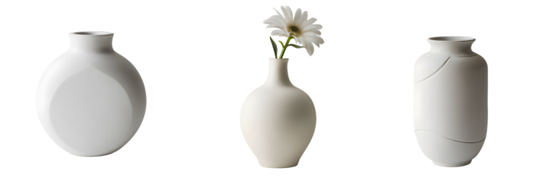 Set of flower vase transparent background