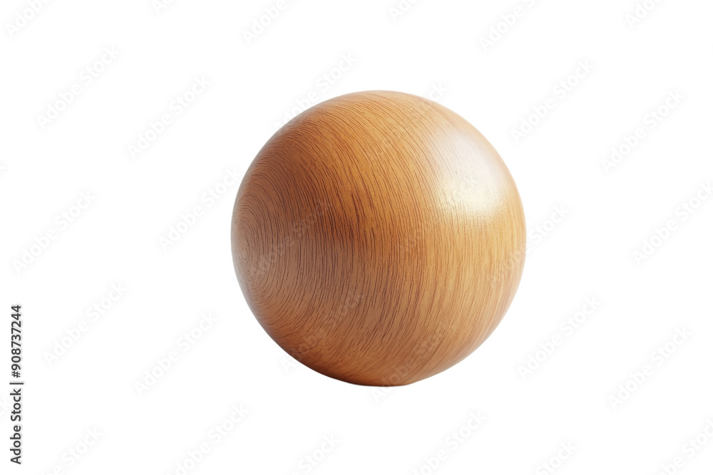 Poster 3d rendered image of a wooden sphere with a smooth texture, isolated on a transparent background. pe