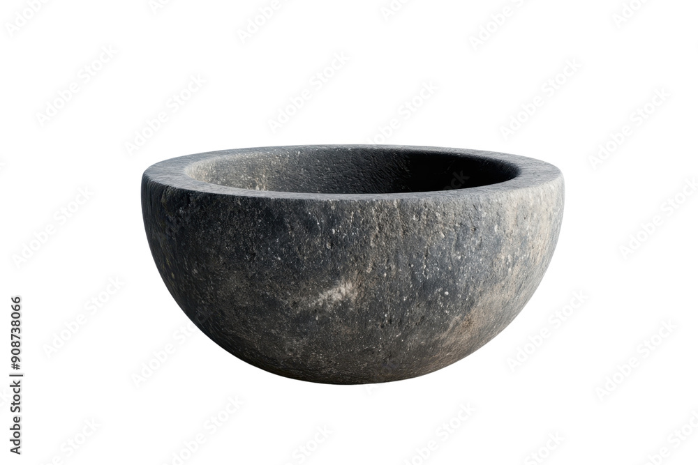 Poster a rustic stone bowl with a textured surface, perfect for decor or culinary use, adding a natural tou