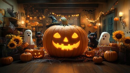 Obraz premium Adorable Halloween with whimsical ghoulish decor