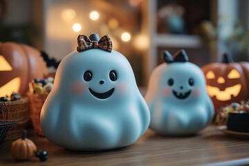 Obraz premium Cute Halloween with whimsical ghoulish decorations