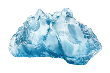 Obraz premium Close-up of a clear blue ice chunk with intricate textures and crystalline formations, isolated on a transparent background.