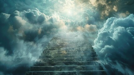 Realistic photo  stairway to heaven   a staircase ascending towards the celestial realm