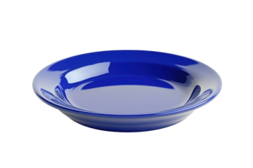 Elegant blue ceramic plate isolated on transparent background. Perfect for culinary presentations, kitchen decor, and restaurant menus.