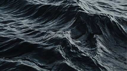 Abstract background black waves of liquid on gray background illustration, 3d design for representation and graphical purposes