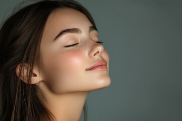 Fototapeta premium A close up of a girl's face with her eyes closed