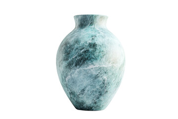 Elegant marble vase with a smooth texture and unique blue-green patterns, perfect for home decor or floral arrangements, isolated on transparent background.