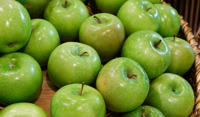 Apples. Many apples are placed in a tray.