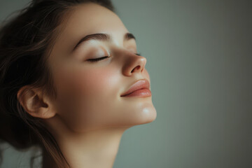 Fototapeta premium A close up of a girl's face with her eyes closed