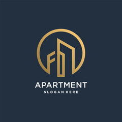 Building design vector logo with modern simple and creative concept idea