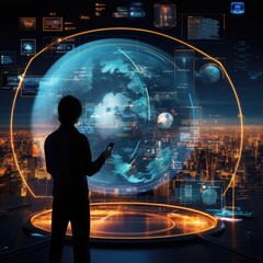 illustration of a very high tech and futuristic user interface --v 5.2 Job ID: cbf93adc-22bf-40fc-9527-c0751157432b