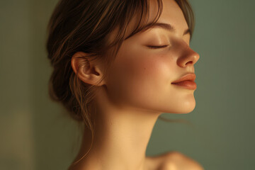 Fototapeta premium A close up of a girl's face with her eyes closed