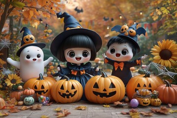 Whimsical Halloween with cute ghoulish decorations