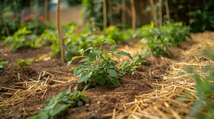 Vibrant Garden Bed Showcasing Healthy Green Plants During Bright Daytime