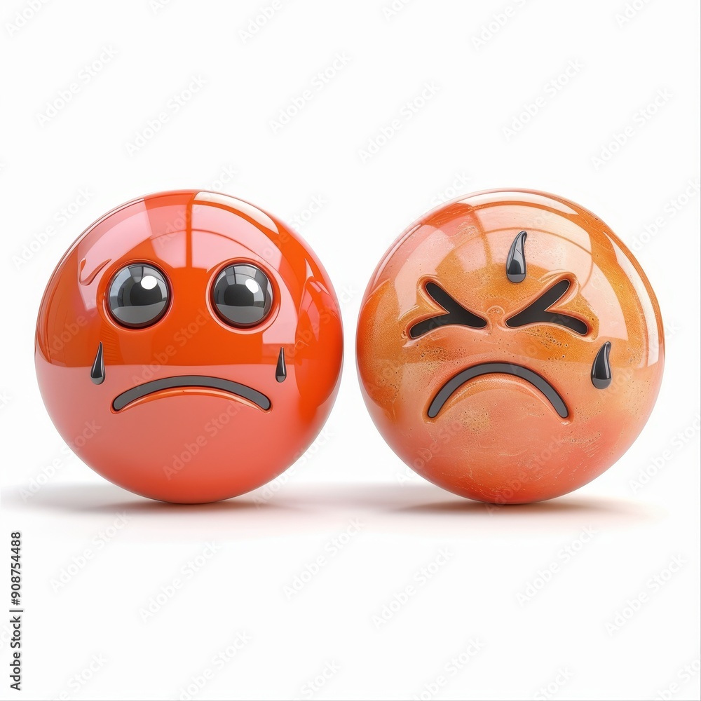Poster this 3d illustration features two emoticons - one with tears and the other displaying a concerned ex