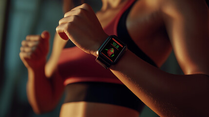 People using fitness trackers, smartwatches, or other tech devices while working out, showcasing the integration of technology and fitness