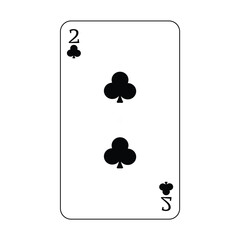 The playing card is black club number two.
