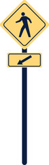 Traffic sign with pedestrian subway path road symbol
