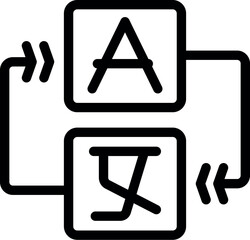 Language translation icon representing translating one language to another with arrows symbolizing the process