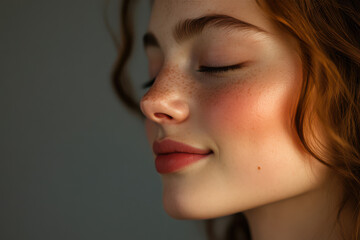 Fototapeta premium A close up of a girl's face with her eyes closed