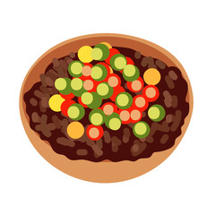 Food in bowl flat icon vector illustration, isolated on white background